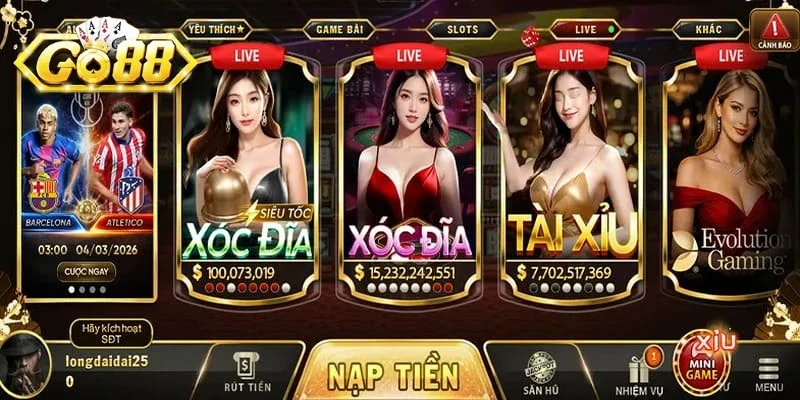 GO88 cung cấp đa dạng game bài, slot, casino trực tiếp và cá cược thể thao.
