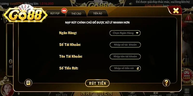 GO88 rút tiền nhanh chóng tiện lợi.